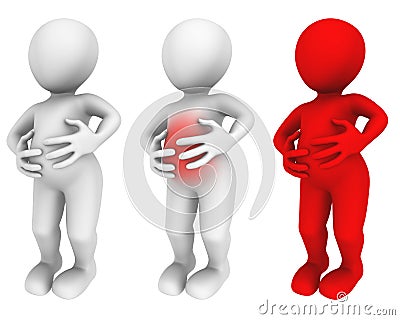 3d man. Stomach ache Stock Photo