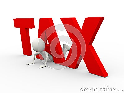 3d man trapped in word tax Cartoon Illustration