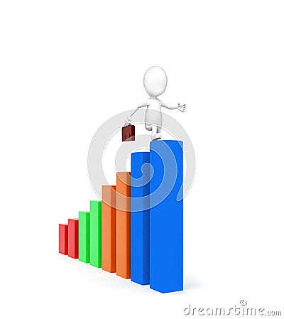 3d man walking through a higher statics level graph concept Stock Photo