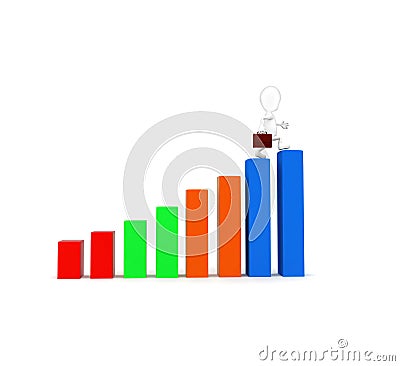 3d man walking through a higher statics level graph concept Stock Photo