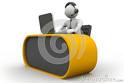 3D man working in a call center Stock Photo