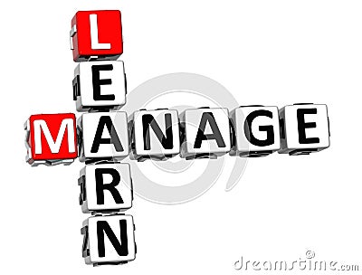 3D Manage Learn Crossword Stock Photo