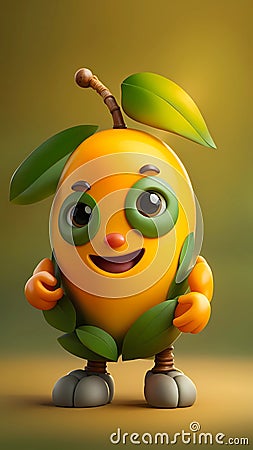 3D mango fruit cartoon character illustration ai generated Cartoon Illustration