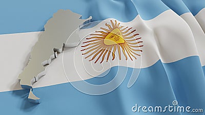 3d map and flag of Argentina Cartoon Illustration