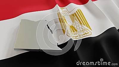 3d map and flag of Egypt Cartoon Illustration