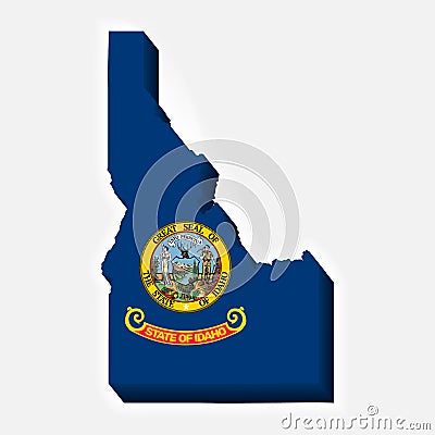 3D map and flag of Idaho. Detailed isometric silhouette. Vector illustration. Template for design. Vector Illustration