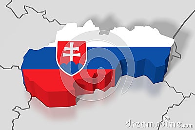 3D map, flag - Slovakia Stock Photo