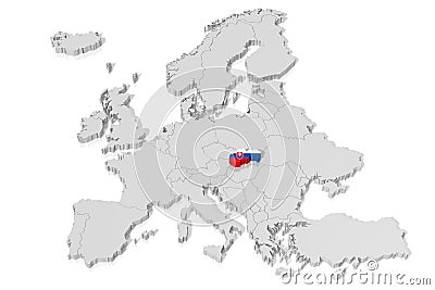 3D map, flag - Slovakia Stock Photo