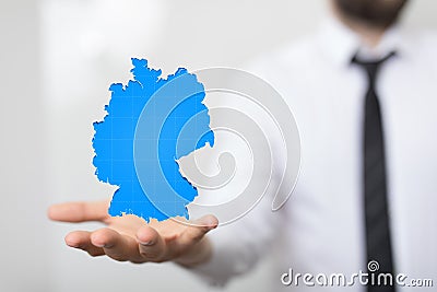 A 3D map of Germany. Map of Germany land border with flag. Germany map on white background. 3d rende Stock Photo