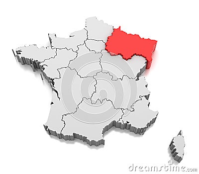 Map of Grand Est region, France Stock Photo