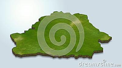 3D map green of belarus on White background Cartoon Illustration