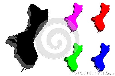 3D map of Guam Vector Illustration