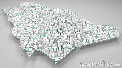 3D Map of Kingdom of Saudi Arabia Stock Photo