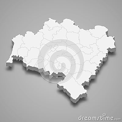 3d map of Lower Silesia voivodeship is a province of Poland Cartoon Illustration