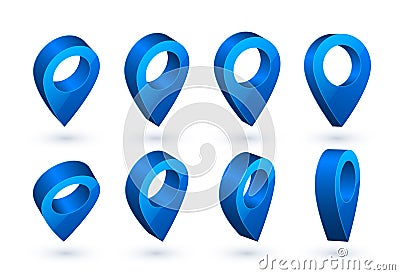 3d map pointer. Blue navigator symbol isolated on white background. Vector illustration Vector Illustration