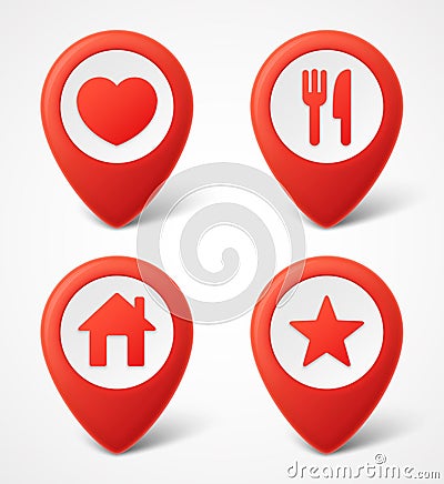 3d Map pointer icons. Map Markers set Vector Illustration