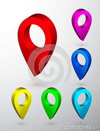 3d map pointer. Navigator symbol isolated on gray background. Vector illustration Vector Illustration