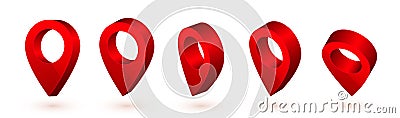 3d map pointer. Red navigator symbol isolated on white background. Vector illustration Vector Illustration