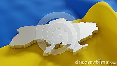 3d map and flag of Ukraine Cartoon Illustration