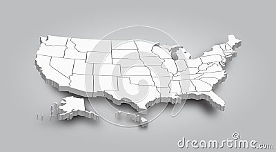3D Map of United state of america Vector Illustration