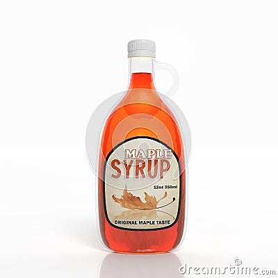 3D maple syrup transparent bottle Stock Photo