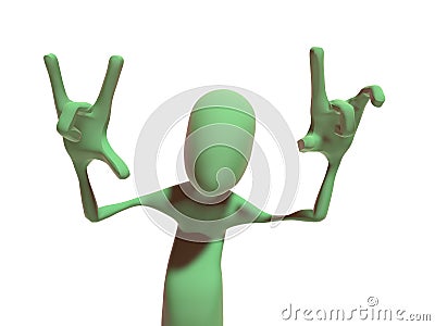 3D martian character in a cool posture Stock Photo