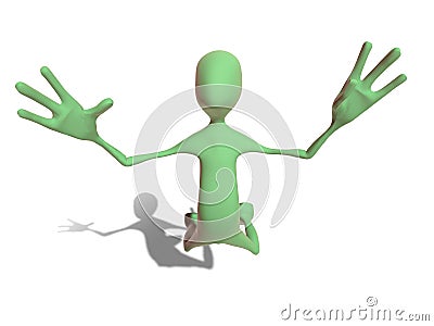 3D martian character flying Stock Photo