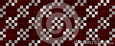 3d material cartoon style seamless red checkered floor pattern Stock Photo