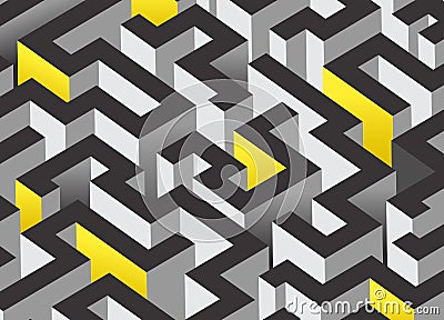 3D maze design Vector Illustration