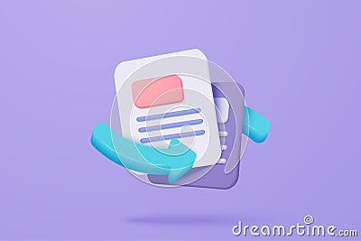 3D media data with video and photo gallery library. Searching image and video files in database. Document management soft, Vector Illustration