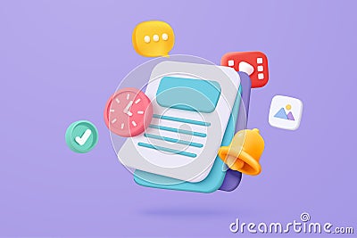3D media data with video and photo gallery library. Searching image and video files in database. Document management soft, Vector Illustration
