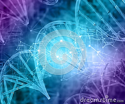 3D medical background with DNA strands Stock Photo