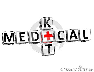 3D Medical Kid Crossword Block Button text Stock Photo