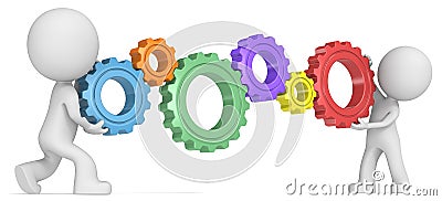 3D men balancing gears Stock Photo