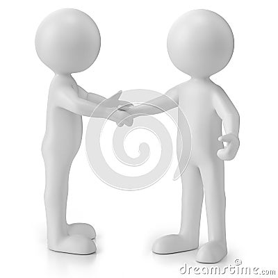 3d men, stickman handshake Stock Photo