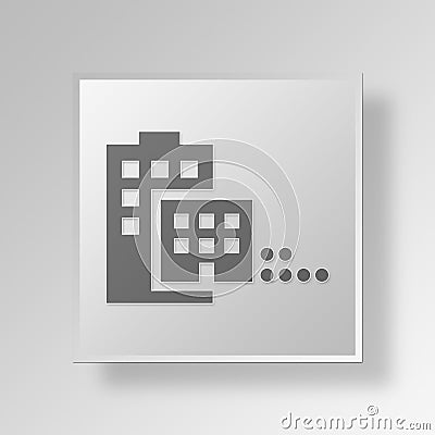 3D Merger Button Icon Concept Stock Photo