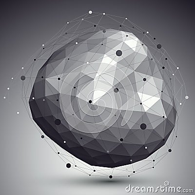 3D mesh modern stylish abstract background, origami rounded face Vector Illustration