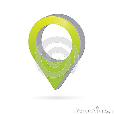 3d metal green map pointer icon marker GPS location flag symbol Vector Illustration