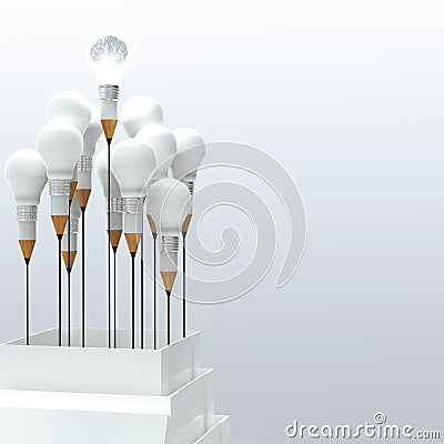 3d metal human brain in a light bulb Stock Photo