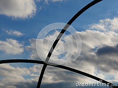 D metallic arches formed from pipe of the Hoheward Halde horizon observator Stock Photo