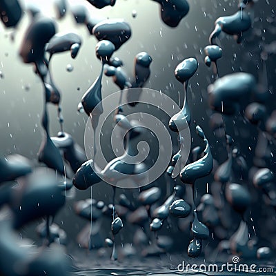 3D Metallic Rain Shower Stock Photo