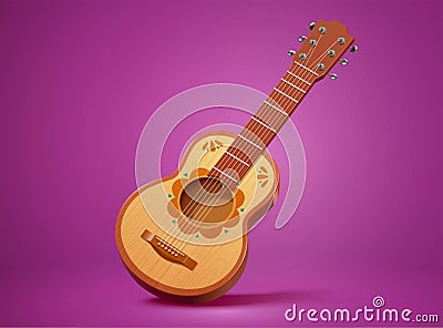 3d Mexican guitar with pattern Vector Illustration