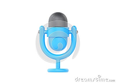 3d mic icon for podcast, music microphone render using on radio or live interview. Cute speaker for broadcast Stock Photo