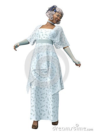 3D Mid age lady in 40s style dress Stock Photo