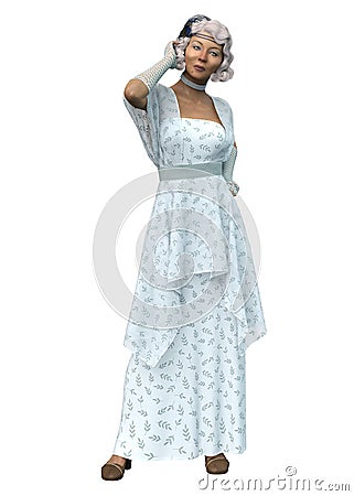 3D Mid age lady in 40s style dress Stock Photo
