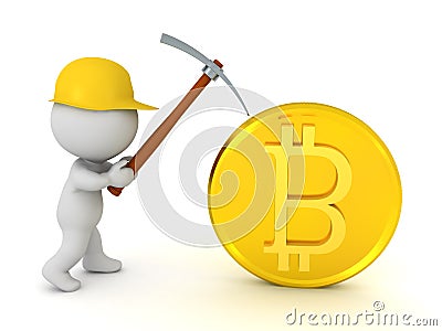 3D Miner mining bitcoin Stock Photo