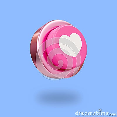 3d minimal love button. Valentine's compositions. Cartoon Illustration