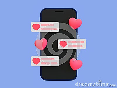 3d minimal lovely chat icon. romantic message conversation. valentine's concept. Vector Illustration