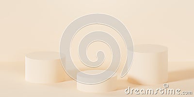 3D minimal podium render. Abstract pastel light beige scene or pedestal for product presentation Stock Photo