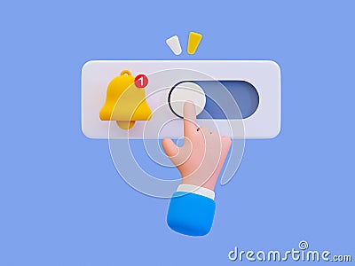 3d minimal turn-on notification concept. New update reminder. New notification alert. Cartoon Illustration